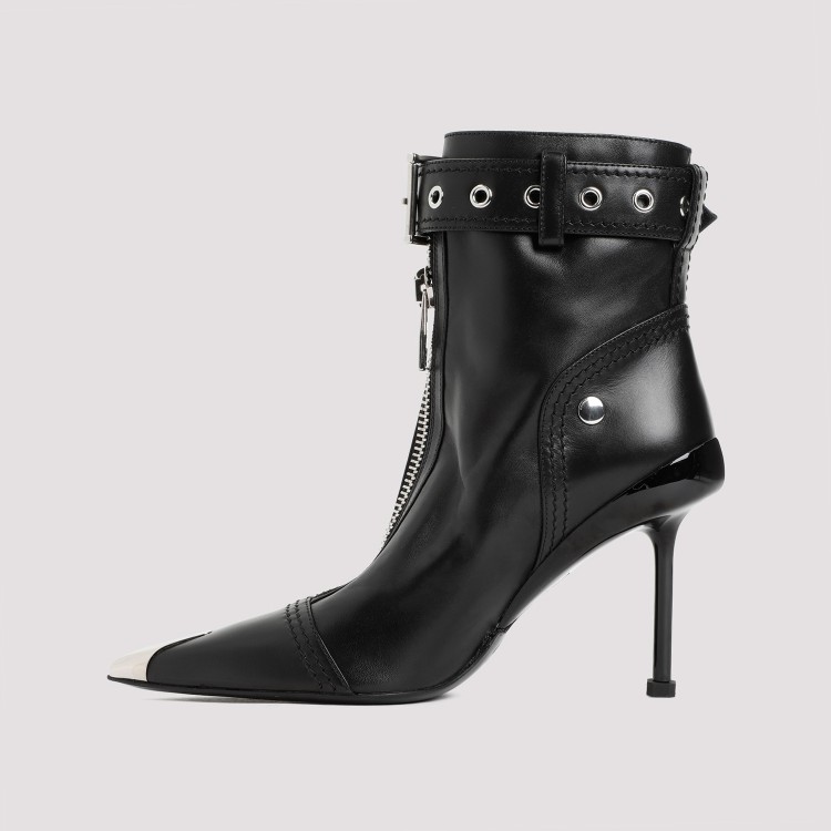 Shop Alexander Mcqueen Black Leather Ankle Boots