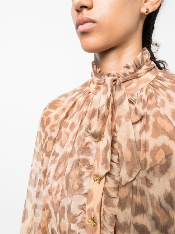 Shop Zimmermann Leopard-print Belted-waist Minidress In Brown