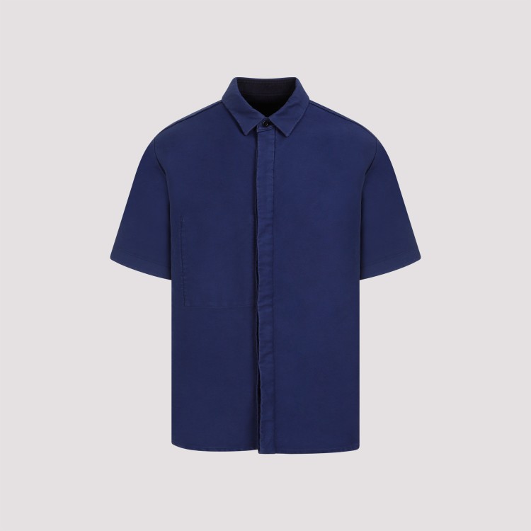 Shop Sacai Blue Cotton Moleskin Shirt In Black