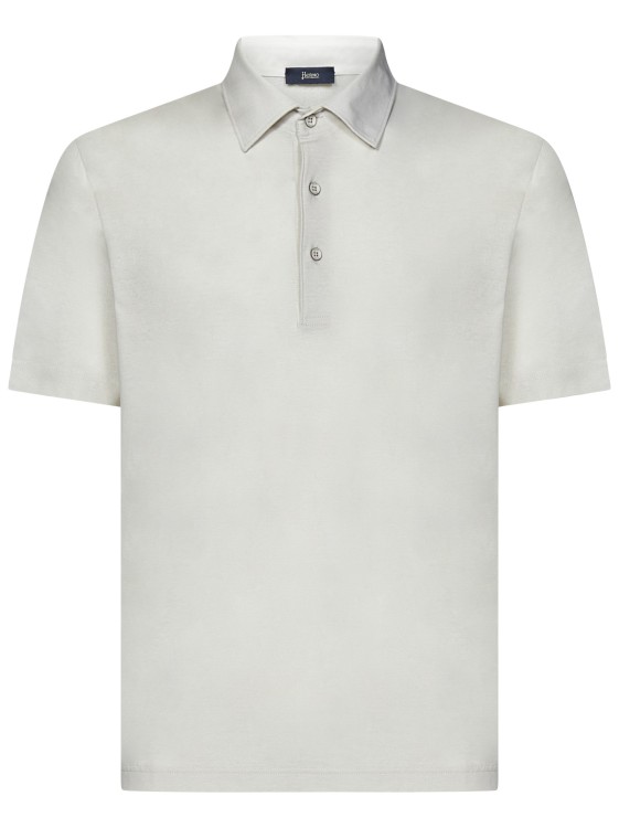 Shop Herno Cotton Crepe Voile Jersey Short-sleeved Polo Shirt In White