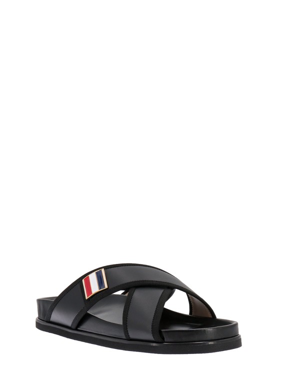Shop Thom Browne Leather Sandals In Black