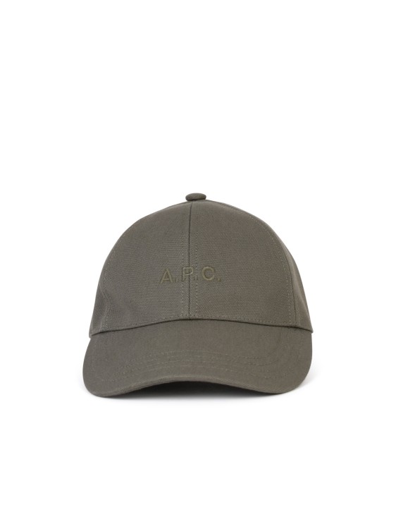 Shop Apc Charlie' Military Khaki Cotton Cap In Grey