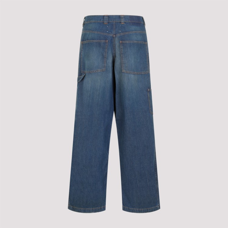 Shop Maison Margiela 5 Pockets Mid Blue Cotton Jeans In Green
