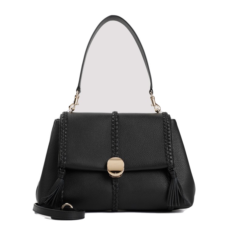 Shop Chloé Black Bull Leather Penelope Bag