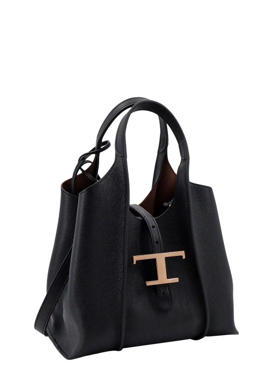 Shop Tod's Leather Shoulder Bag With T Timeless Detail In Black