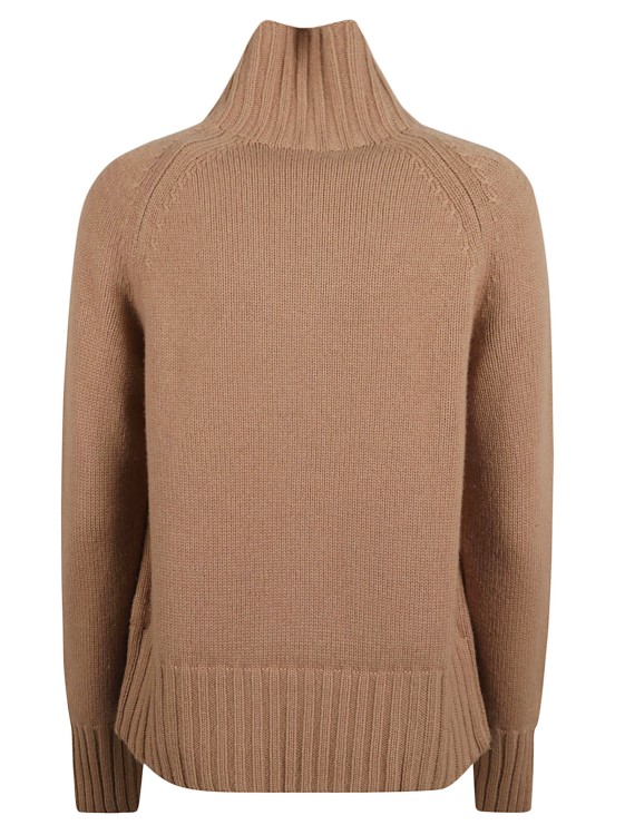 Shop Max Mara Fine-knit High-neck Sweatshirt In Brown