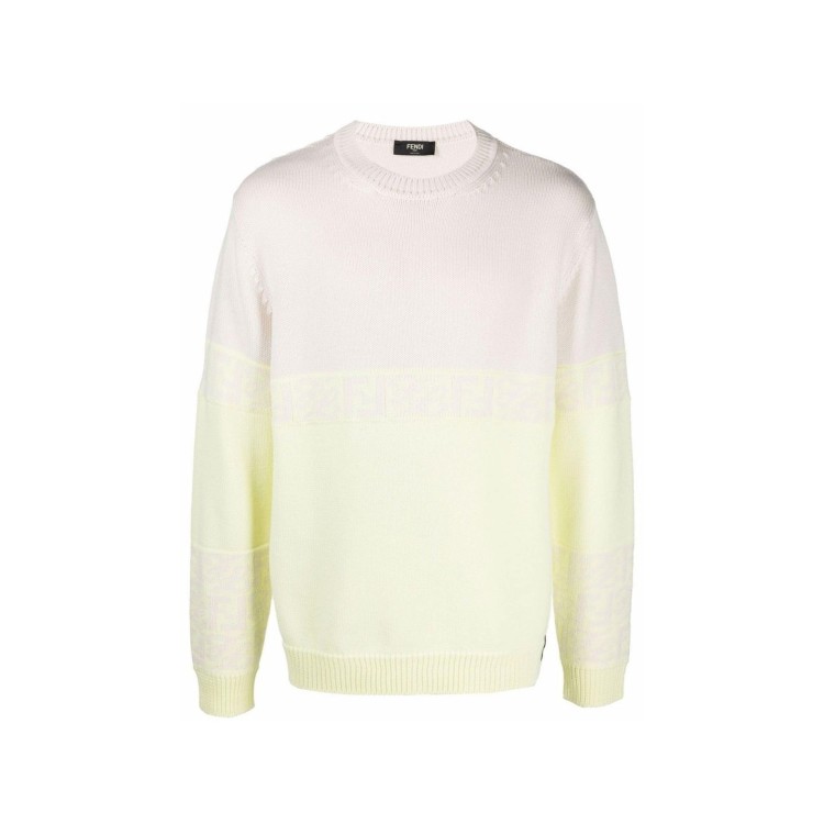 Shop Fendi Round Neck Wool Sweater In Yellow