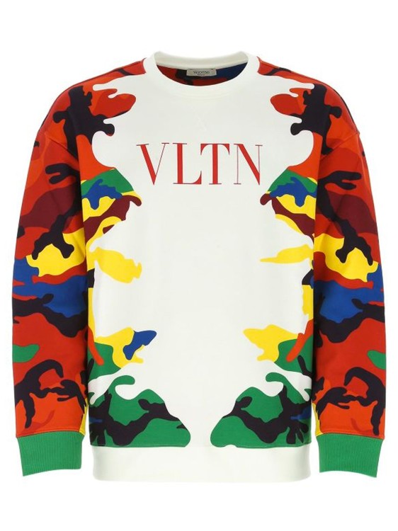 Shop Valentino Printed Logo Sweartshirt In Multicolor
