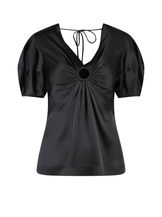 Shop Stella Mccartney Viscose Blend Top With Frontal Ring In Black