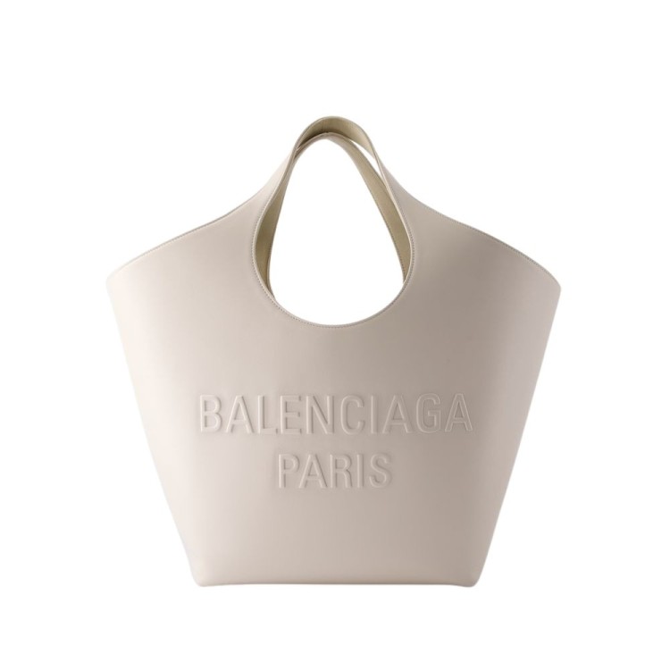 Shop Balenciaga Mary Kate Tote - Leather - Nacre In Grey