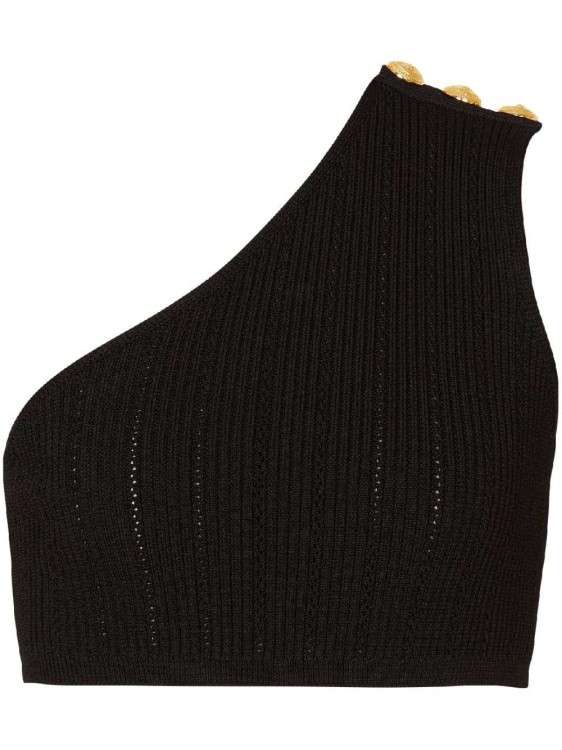 Shop Balmain Asymmetric Knit Top In Black