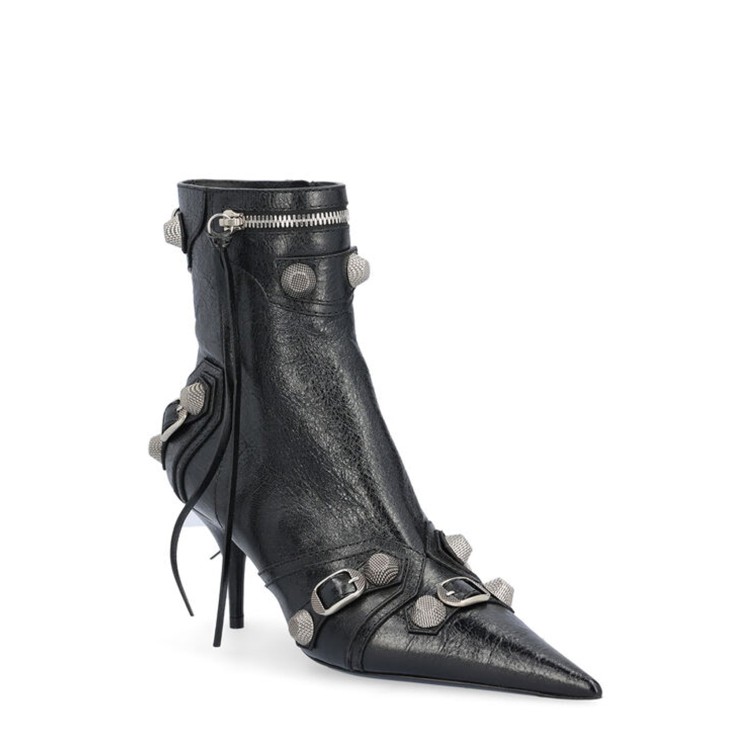 Shop Balenciaga Cagole Leather Boots In Neutrals