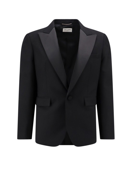 Shop Saint Laurent Responsible Wool Tuxedo Blazer With Satin Profiles In Black