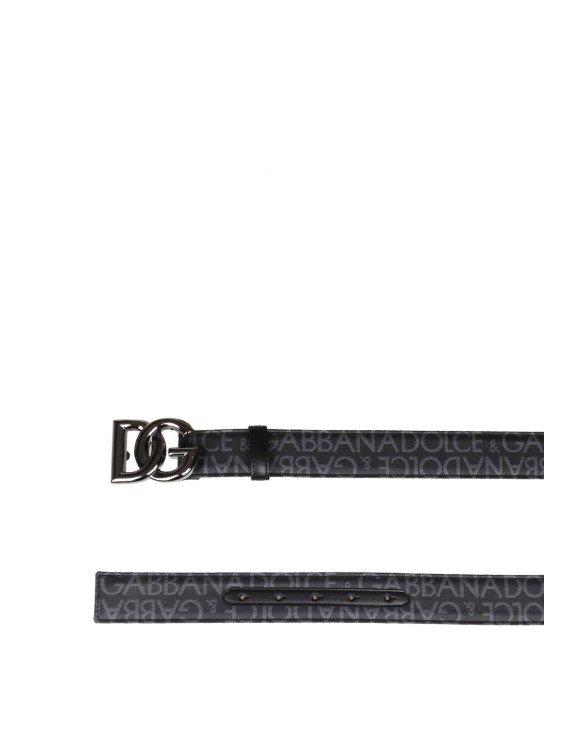 Shop Dolce & Gabbana Jacquard Fabric Belt With Metal Dg Buckle In Black