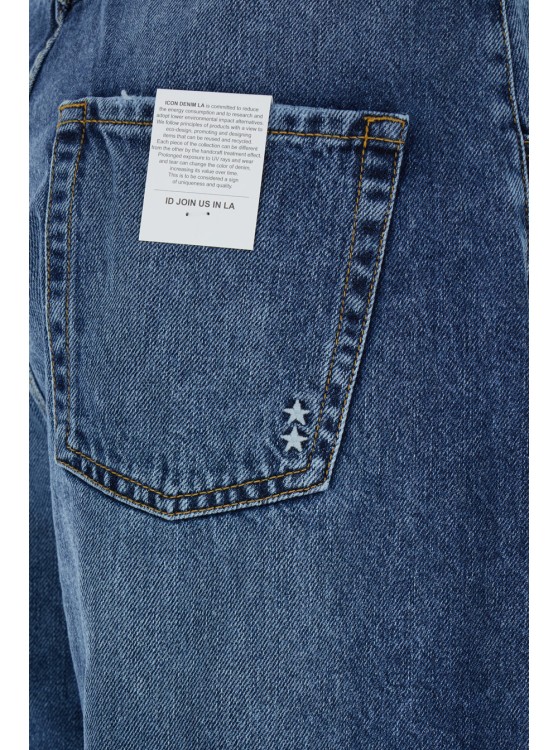 Icon Denim Blue High Waisted Wide Jeans In Cotton Denim Woman In Blue