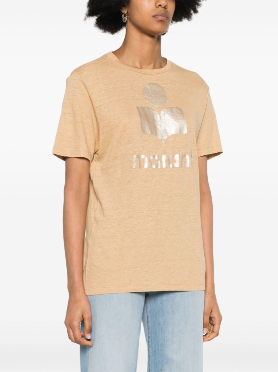 Shop Isabel Marant Étoile T-shirt Zewel Logo-print Beige In Orange