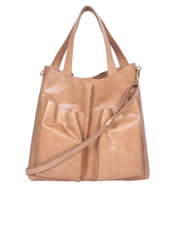 Shop Orciani Shoulder Leather Bag In Neutrals