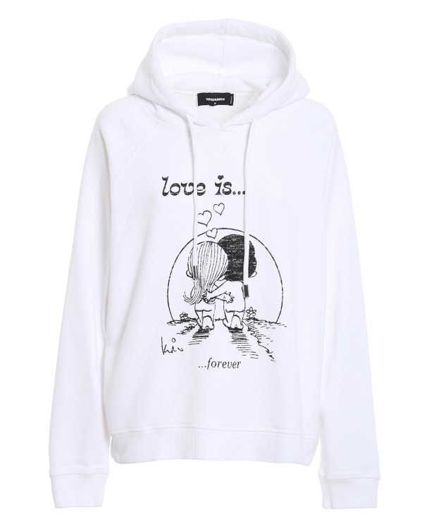 Dsquared2 Love Is Forever Print Hoodie In White