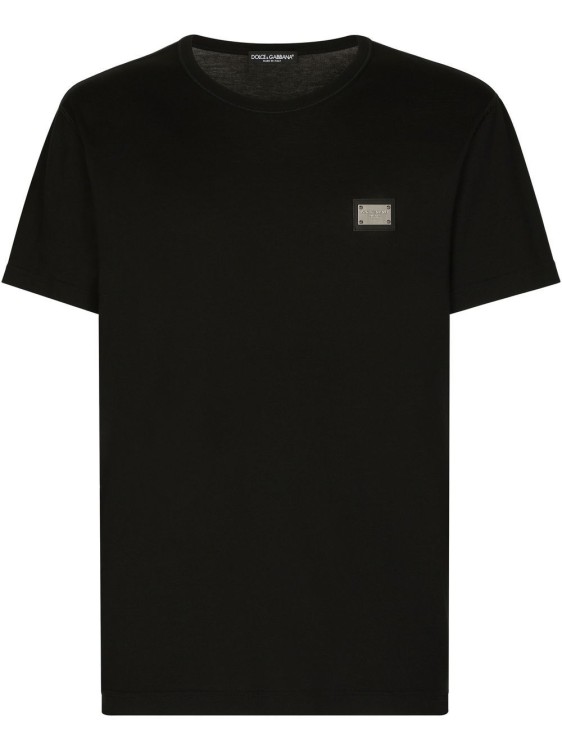 Shop Dolce & Gabbana Black Logo-plaque Short-sleeve T-shirt