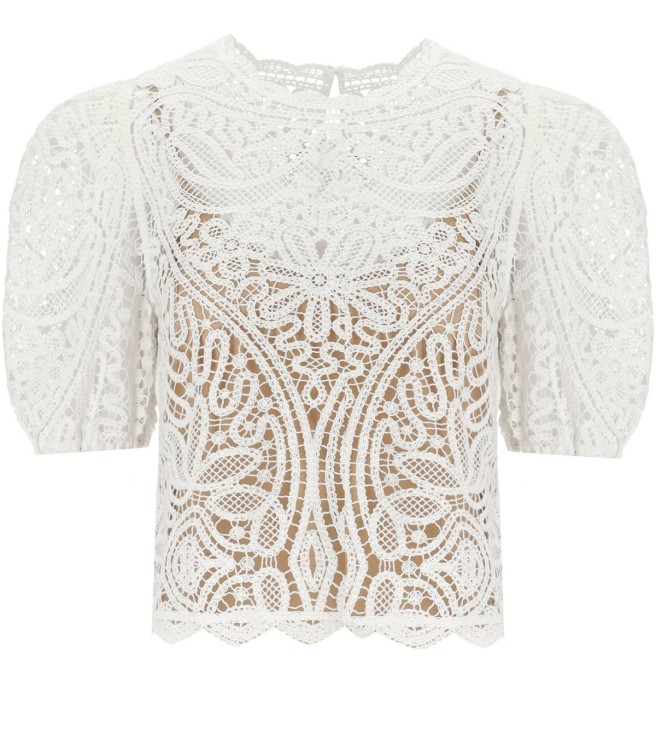 Shop Twinset Cream Crochet Top In White