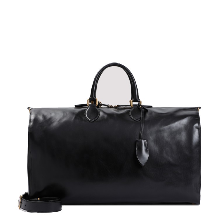 Shop Khaite Pierre Black Calf Leather Weekender Handbag