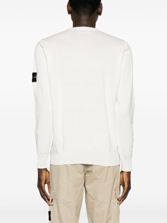 Shop Stone Island White Cotton Ribbed Knit Sweaters