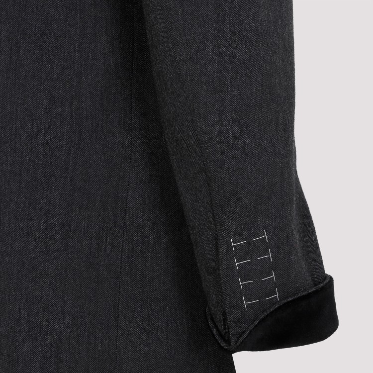 Maison Margiela Charcoal Gray Wool Long Jacket In Black