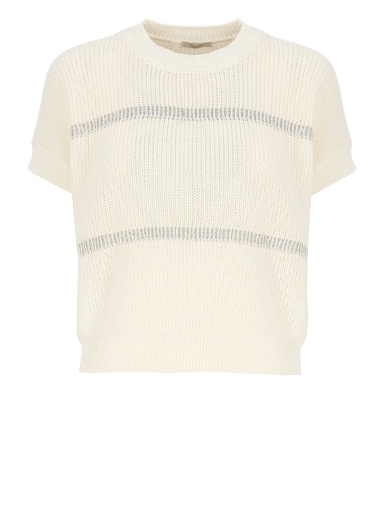 Shop Peserico Ivory Cotton Jumper In White