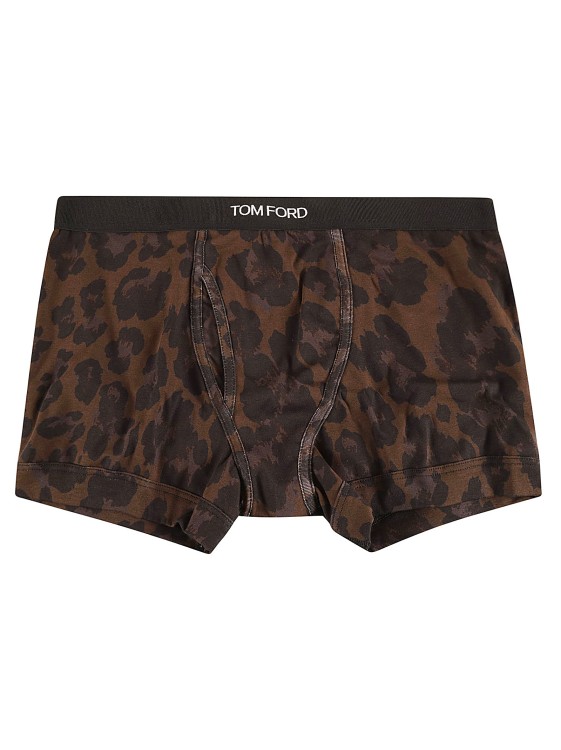 Shop Tom Ford Brown/black Stretch-leopard-print Boxers