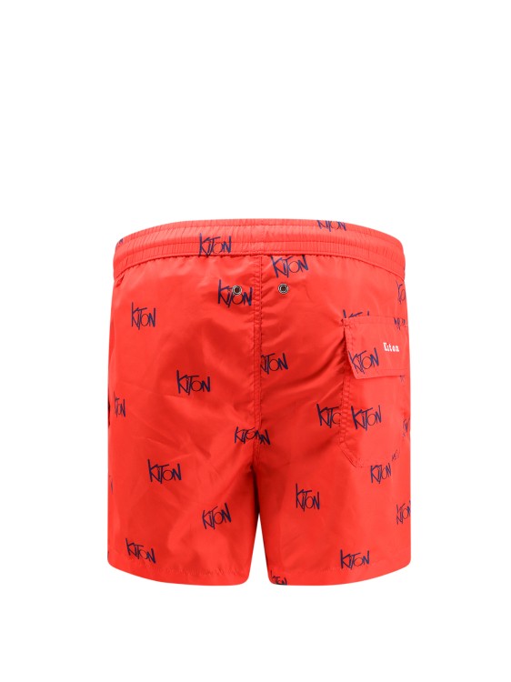 Shop Kiton Nylon Swim Trunk With All-over Logo In Red