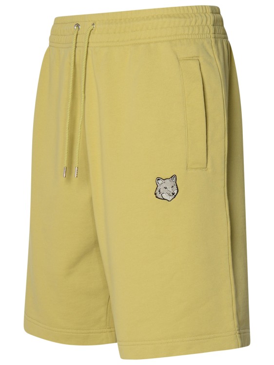 Shop Maison Kitsuné Mustard Cotton Bermuda Shorts In Yellow