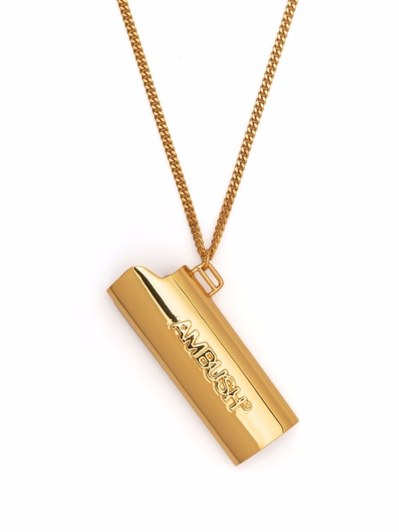 Shop Ambush Gold Logo-engraved Lighter Necklace In Neutrals