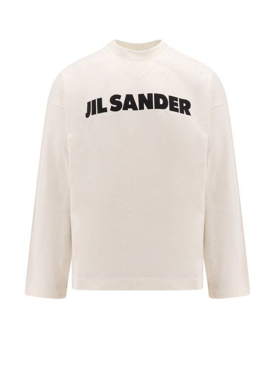Shop Jil Sander Cotton T-shirt With Frontal Logo In Neutrals