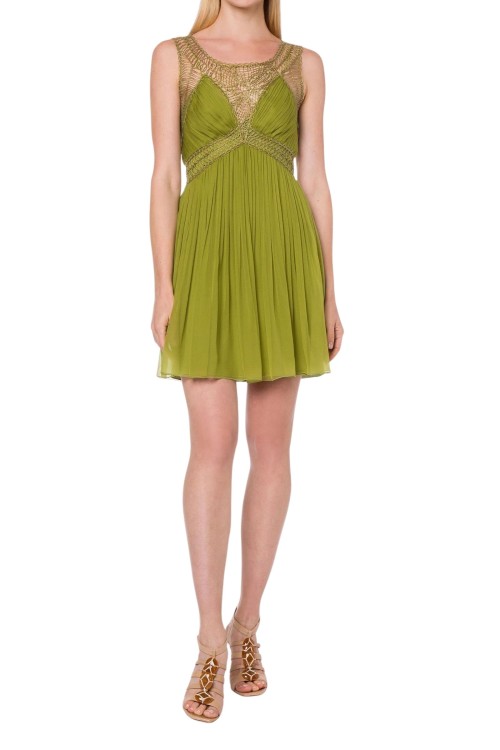 Shop Alberta Ferretti Olive Green Short Dress