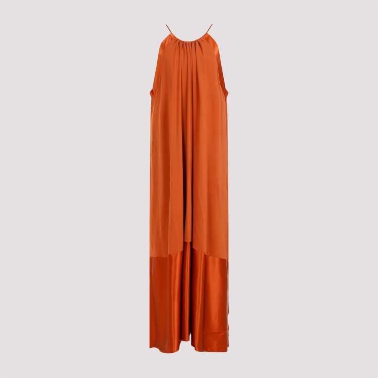 Shop Max Mara Samaria Orange Viscose Long Dress In Red