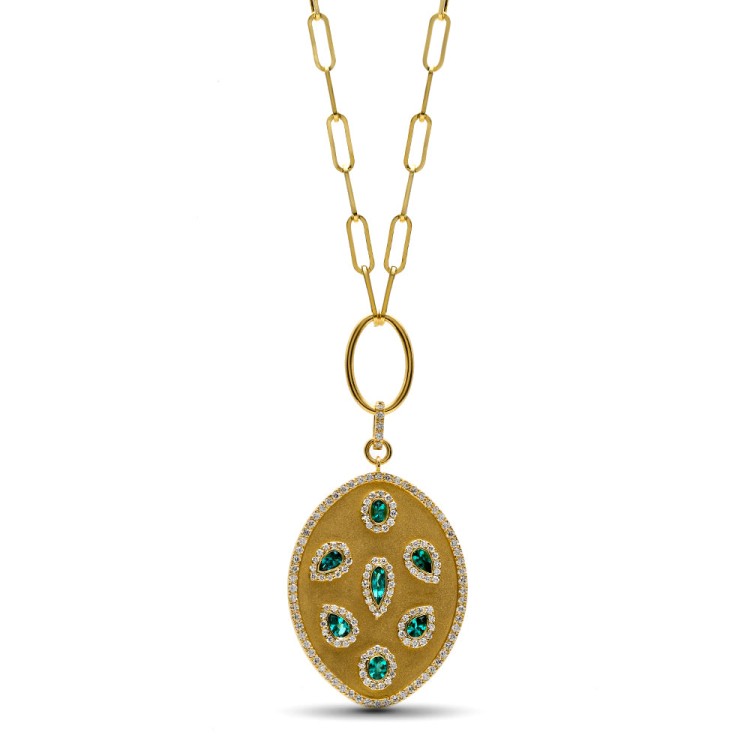 Mark Henry Jewelry Ellipse Gold Coin Paraiba Necklace