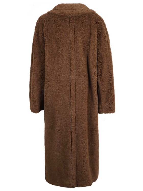 Shop Max Mara Double-breasted Faux-shearling Coat In Brown