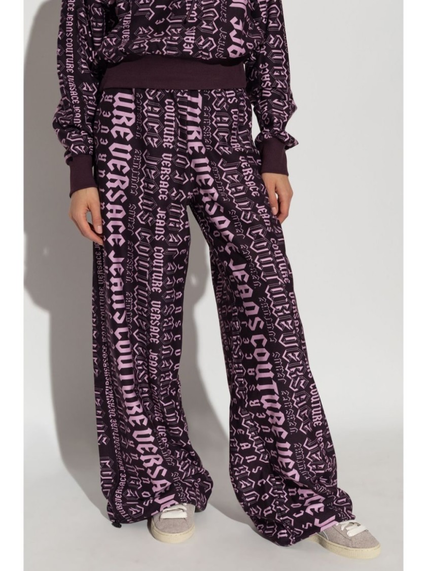Versace Jeans Couture Logomania Sweatpants In Purple