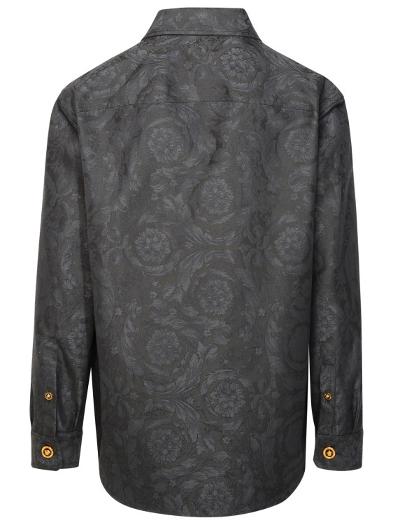 Shop Versace 'barocco' Anthracite Cotton Shirt In Grey