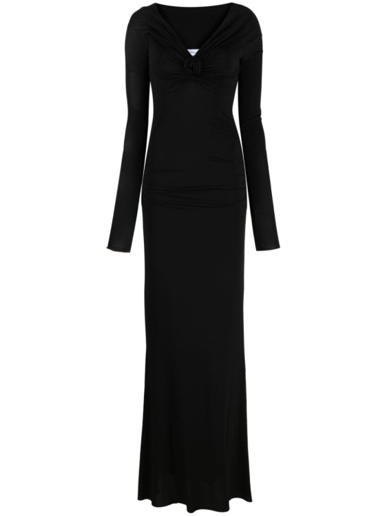 Blumarine V-neck Bardot-sleeves Dress In Black