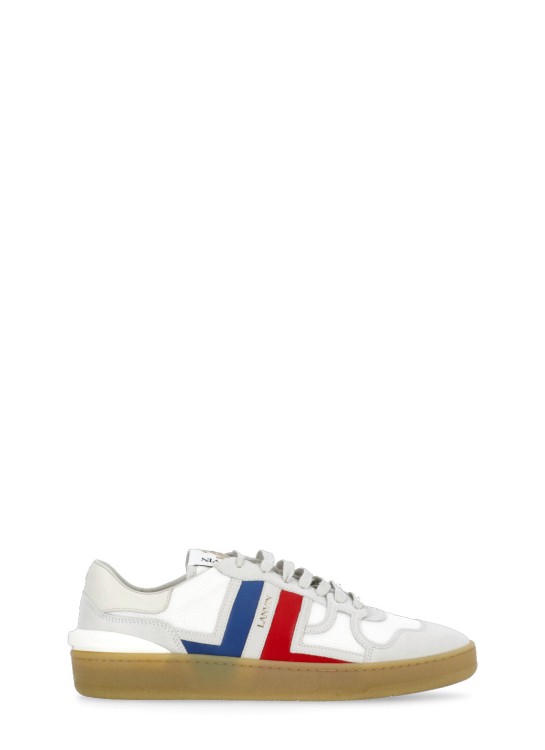 Shop Lanvin White Leather And Tech Fabric Sneakers