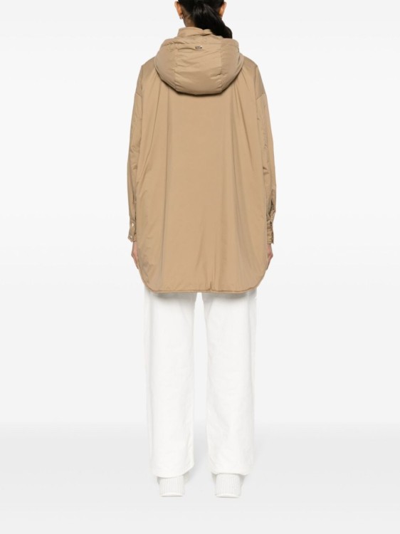 Herno Hooded Long Length Jacket With Adjustable Hood In Brown