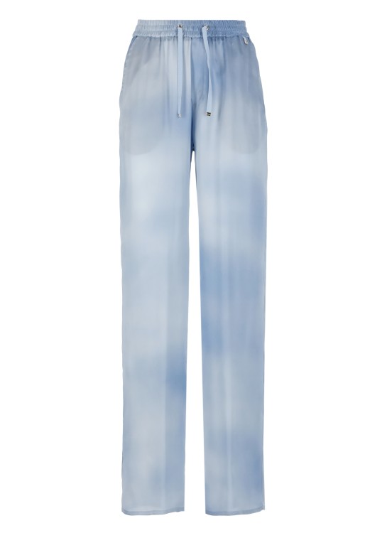Shop Herno Light Blue Silk Pants