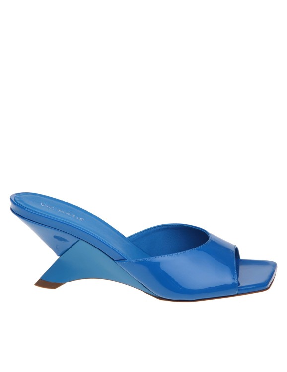 Shop Vic Matie Feather Mules In Paint Leather Color Blue