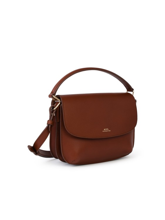 Shop Apc Small 'sarah' Brown Leather Bag In Red