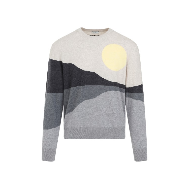 Shop Etro Multicolor Grey Wool Pullover