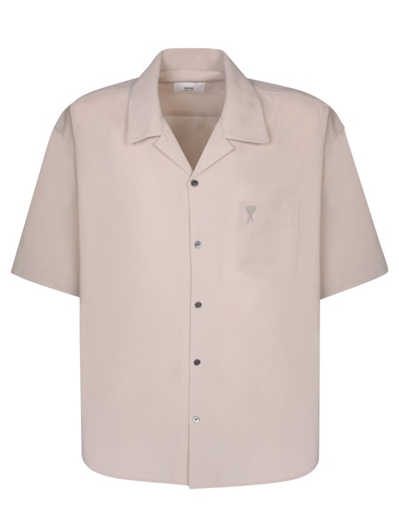 Shop Ami Alexandre Mattiussi Beige Short Sleeves Shirt In Grey