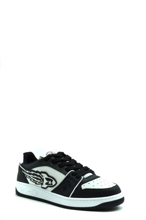 Shop Enterprise Japan White/black Calf Leather Sneakers