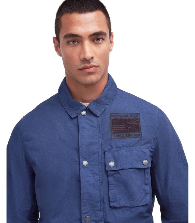 Shop Barbour International Workers Casual Cobalt Blue Jacket In Green