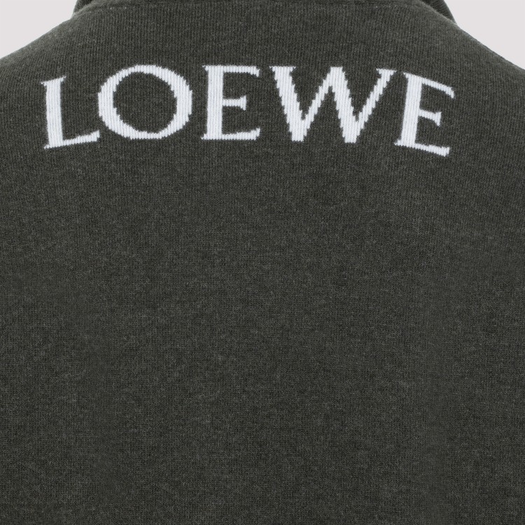 Shop Loewe Khaki White Wool Hoodie In Grey